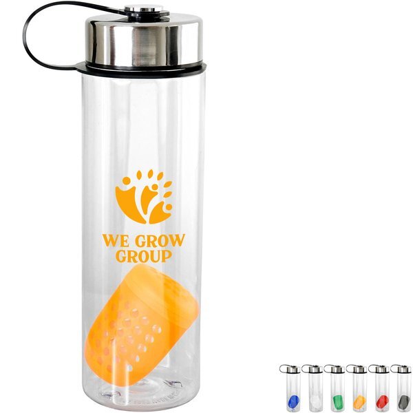 Metal Lanyard Lid Recycled Bottle w/ Floating Infuser, 24oz.