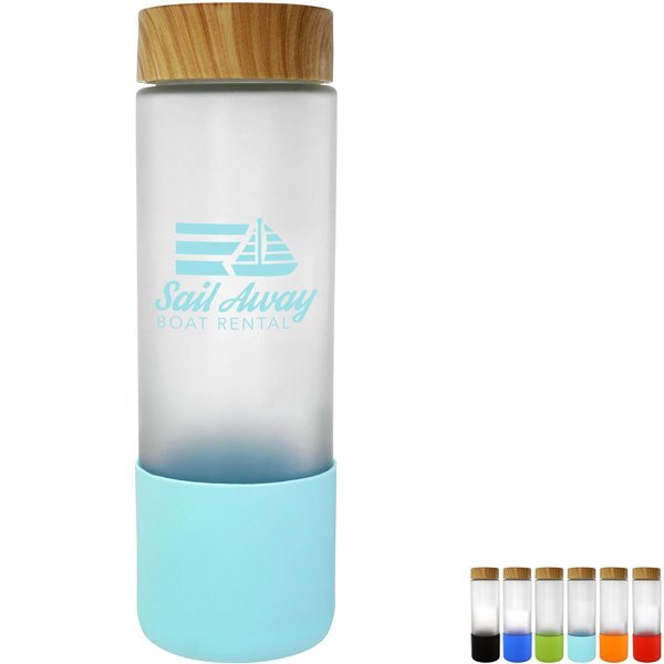 Bamboo Pattern Frosted Glass Grip Bottle, 22oz.