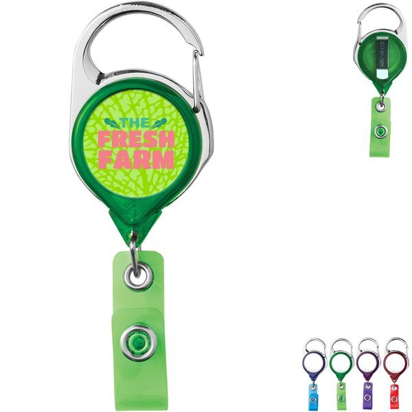 Translucent Carabiner Badge Reel with Belt Clip