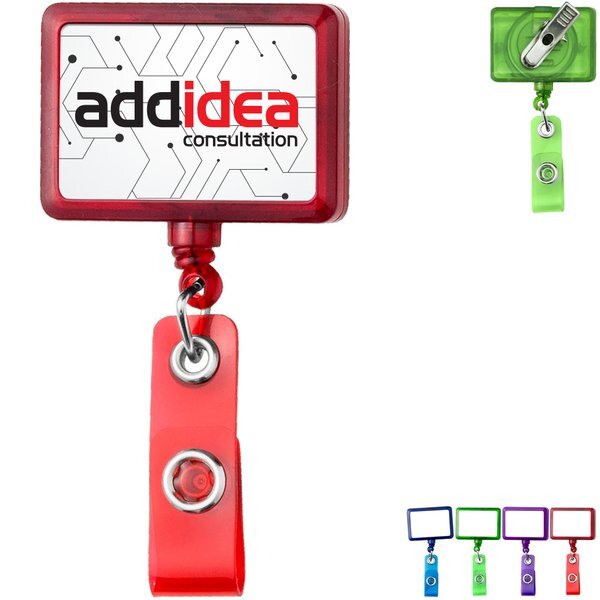 Translucent Jumbo Rectangle Badge Reel with Alligator Clip