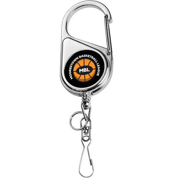 Chrome Heavy Duty Carabiner Badge Reel