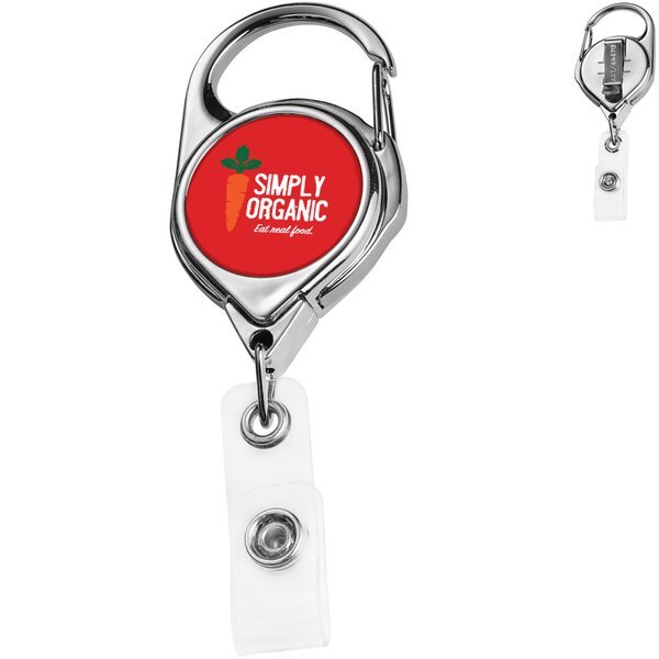 Chrome Carabiner Badge Reel with Belt Clip