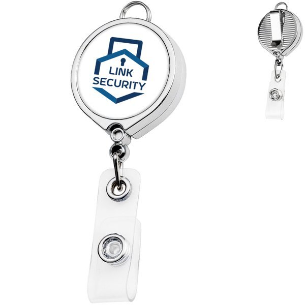 Chrome Large Face Badge Reel