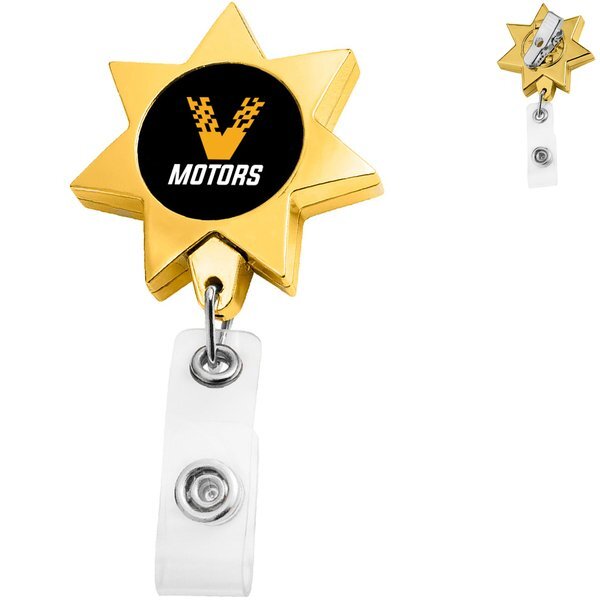 Gold Seven Point Star Badge Reel