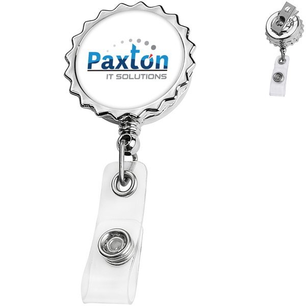 Chrome Bottle Cap Badge Reel