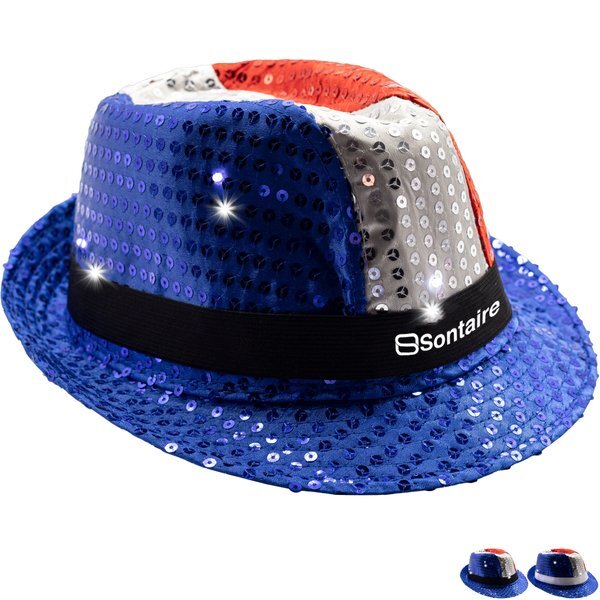 Patriotic Sequin LED Fedora Hat