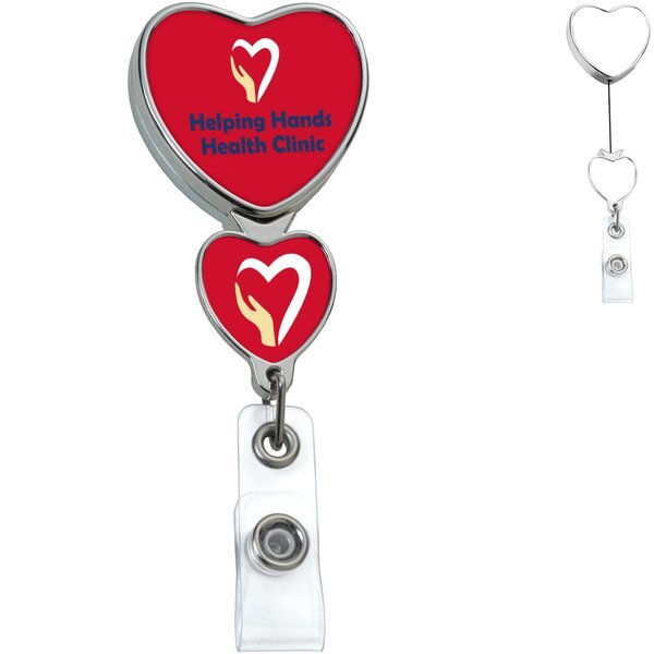 Chrome Double Up Heart Badge Reel