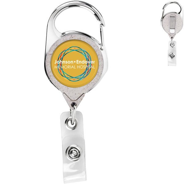 Wheat Straw Carabiner Badge Reel with Belt Clip