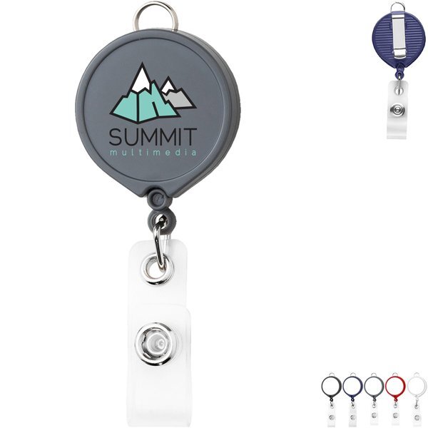 Opaque Large Face Badge Reel with Lanyard Attachment