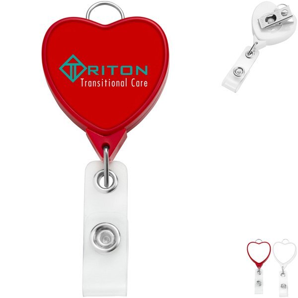 Jumbo Heart Badge Reel with Lanyard Attachment