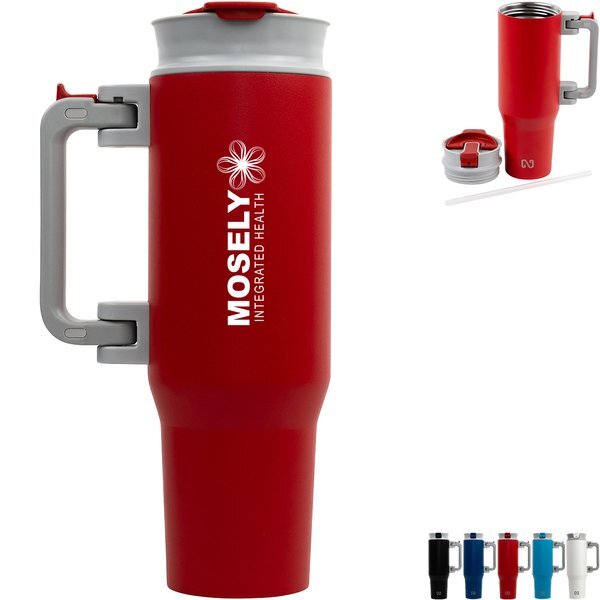 NAYAD® Genesis Stainless Steel Double-Wall Insulated Mug w/ Foldable Handle, 40oz.