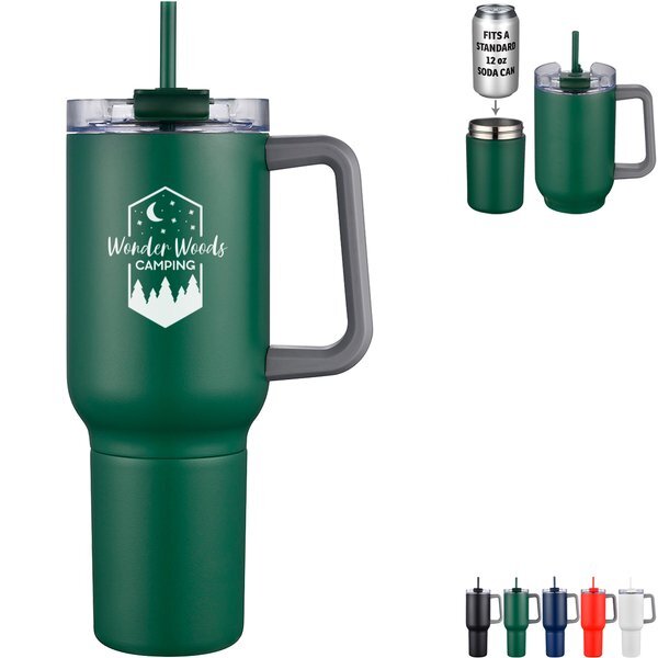 Novo Vacuum Insulated Stainless Steel Mug & Screw-On Can Cooler Combo, 20oz.