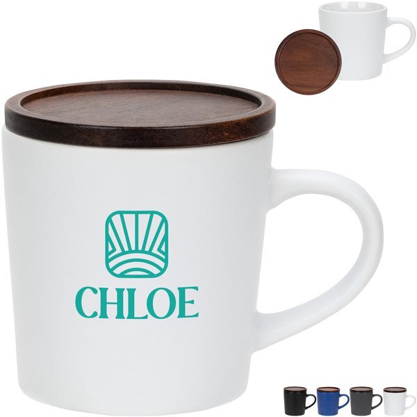 Circo Ceramic Mug w/ Wooden Lid, 16oz.