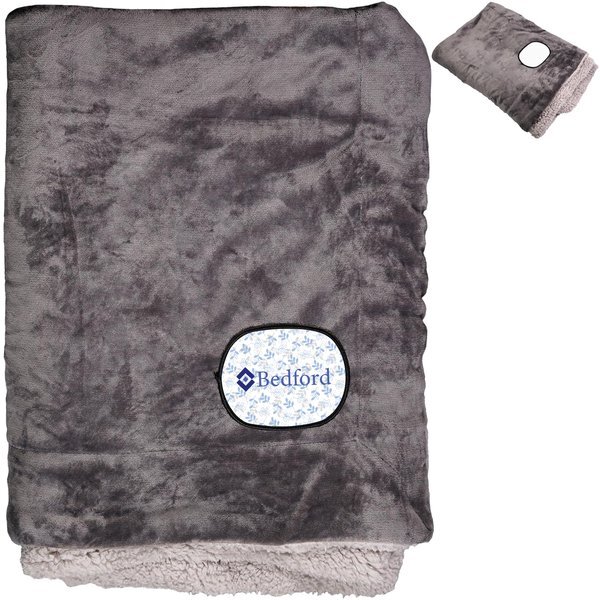 Sherpa Fleece Embroidered Emblem Blanket, 51" x 59"