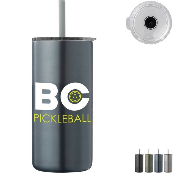 Borealis Recycled Stainless Steel Straw Tumbler, 16 oz.