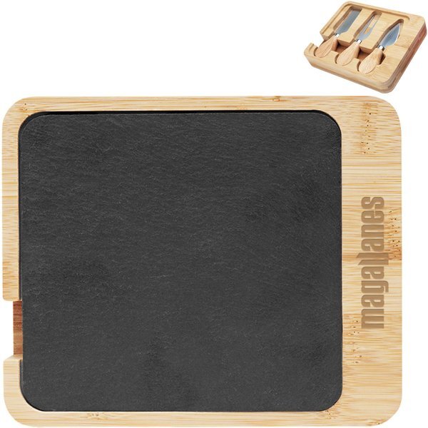 Slate & Bamboo Cheese Server Set