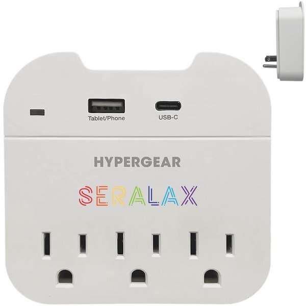 HyperGear Multi Plug 5 Outlet Extender with USB-C & USB Ports