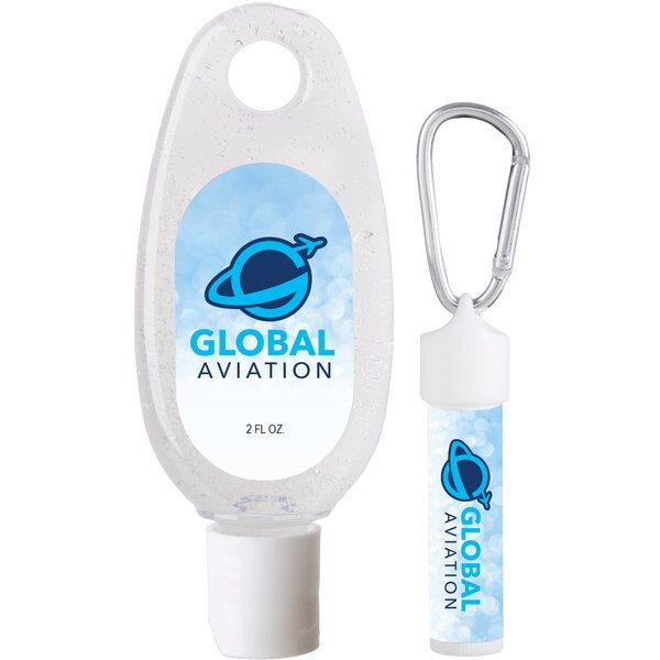 Hand Sanitizer & Lip Moisturizer With SPF15 Carabiner Kit