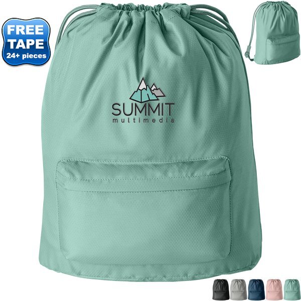 Port Authority® Matte Diamond Polyester Pocket Cinchpack