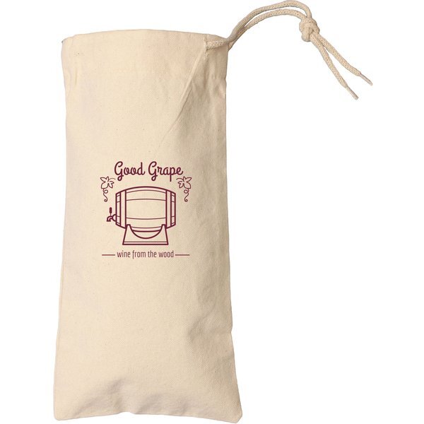 Natural Cotton Drawstring Wine Tote Bag