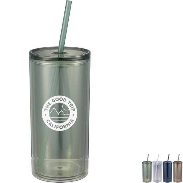 Marly Recycled Acrylic Tumbler w/ Straw, 16oz.