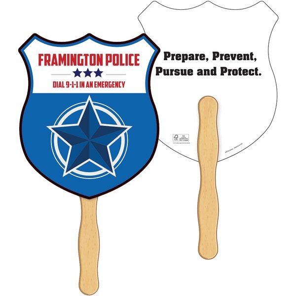 Police Shield Shaped Hand Fan