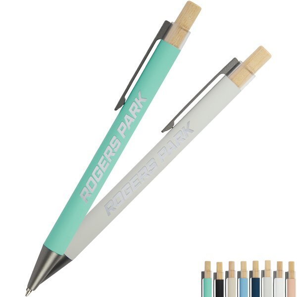 Arundi Recycled Aluminum Ballpoint Pen with Bamboo Plunger