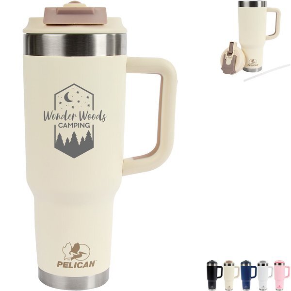 Pelican Porter™ Dual Lid Recycled Double Wall Stainless Steel Travel Tumbler, 40 oz.