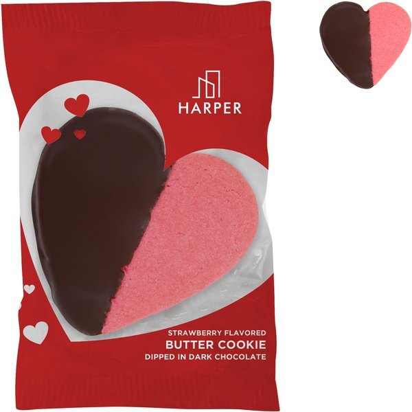 Dark Chocolate Dipped Strawberry Heart Cookie