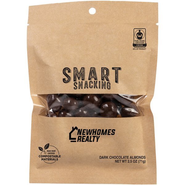 FairTrade Dark Chocolate Almonds in Compostable Kraft Pouch