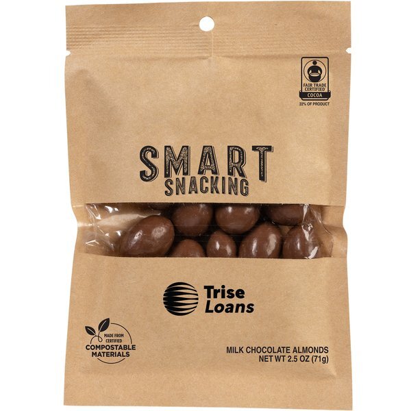 FairTrade Milk Chocolate Almonds in Compostable Kraft Pouch