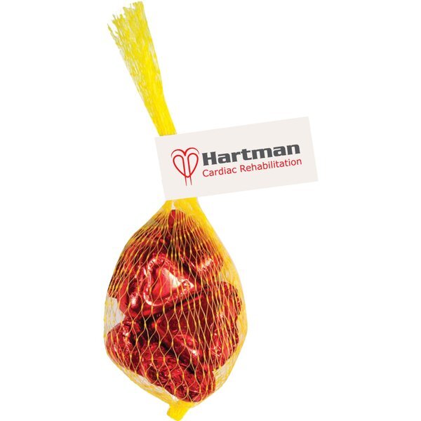 Foil Wrapped Chocolate Hearts in Mesh Net Bag | Foremost Promotions