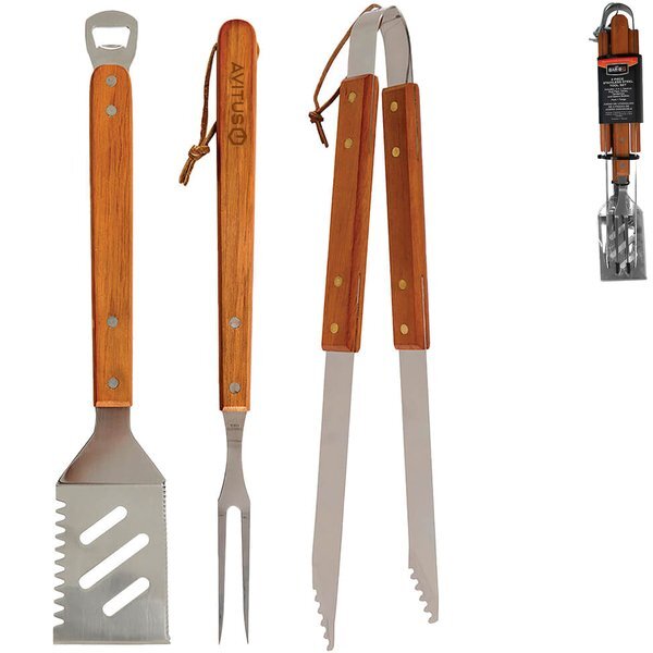 Mr. Bar-B-Q® 3 Piece Wood Handles Tool Set