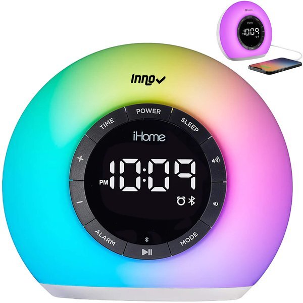 iHome® Sunrise Alarm Clock Radio w/ Bluetooth Speaker & Color Changing Lamp