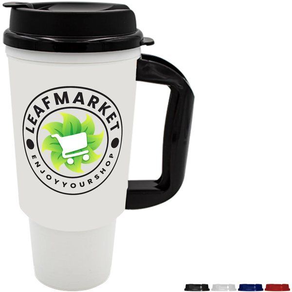 Double Wall Insulated Travel Car Mug with Flip Top Lid, 24 oz.