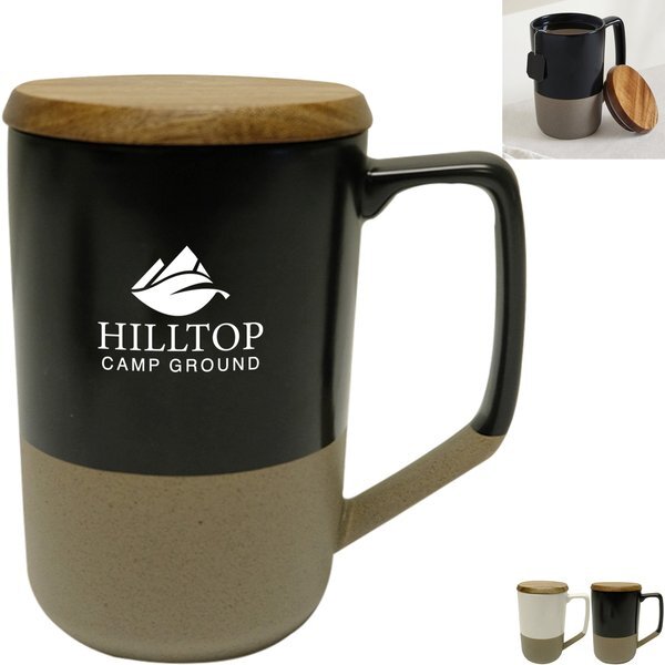 Valencia Ceramic Mug with Lid, 16 oz.