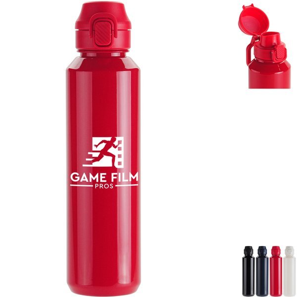 Switchback rPET Bottle w/ Snap-Top Lid & Carabiner, 27oz.