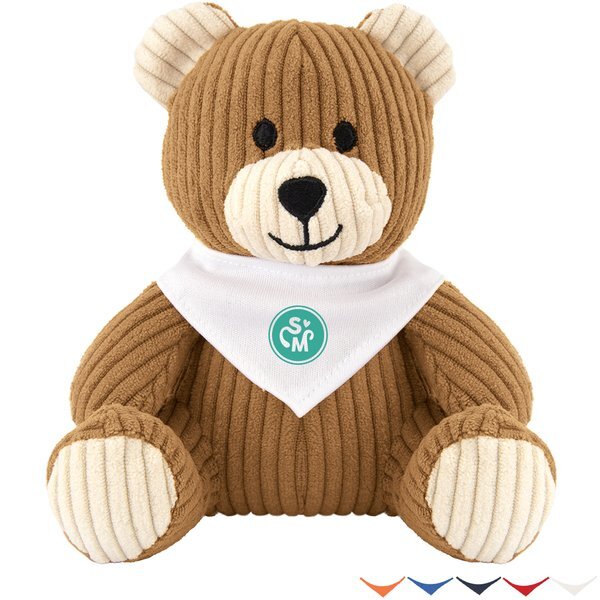 Barry Corduroy Plush Bear w/ Bandana, 6"