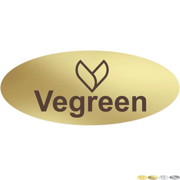 Oval Shape Custom Sticker - Foil, 1-1/4" x 3"