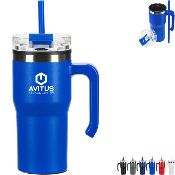 Outback Stainless Steel & Polypropylene Mug w/ Lid & Straw, 20oz.