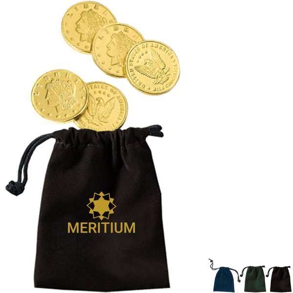 Velour Pouches with 5 Chocolate Coins