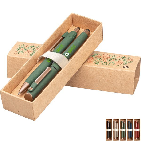 York Recycled Plastic Bronze Trim Pen Gift Set