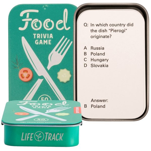 Kikkerland® Food Trivia Card Game in Tin
