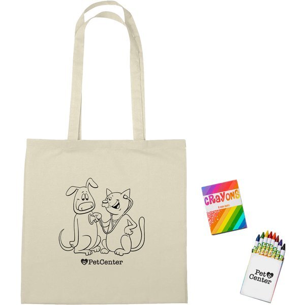 Canvas Coloring Tote Bag & Crayon Set