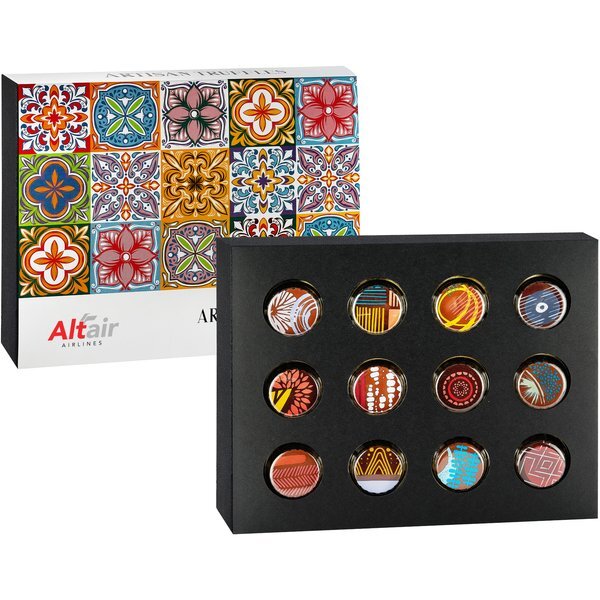 Artisan Truffle Box, 12 Pieces - Raspberry, Hazelnut, Amaretto, Caramel
