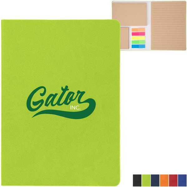 Theo Recycled PU Notebook w/ Kraft Paper & Sticky Notes