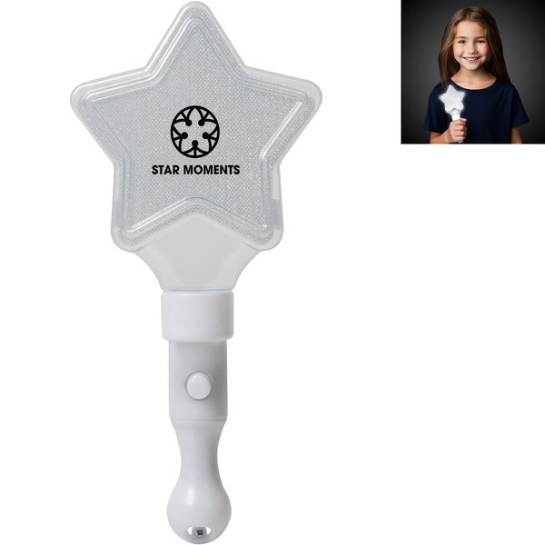 White Light Up Star Wand, 9"