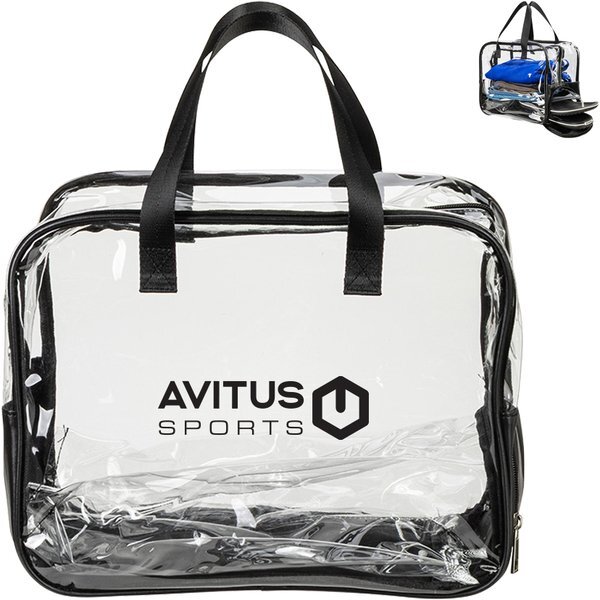 Gem Clear PVC Zippered Bag w/ Easy-Access Shoe Compartment