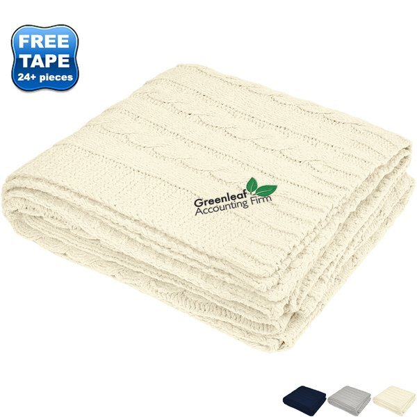 Cable Knit rPET Chenille Blanket, 50" x 60"