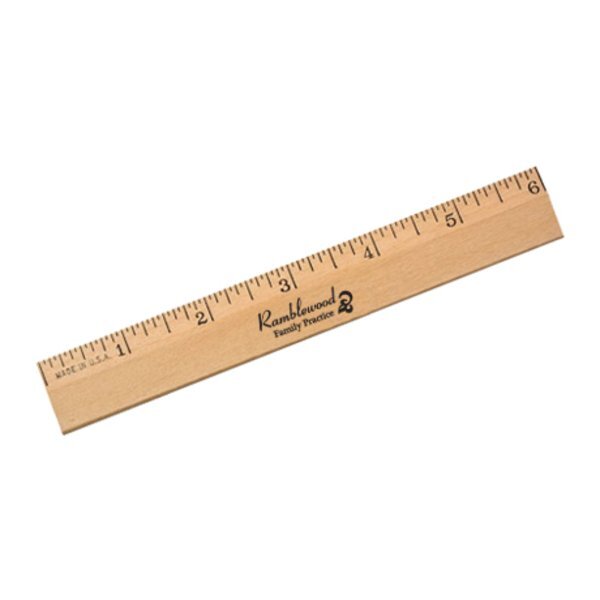 Clear Lacquer Beveled Wood Ruler, 6"